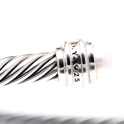 David Yurman Sterling Silver Diamond Pearl 5mm Cable Classics Princess Bracelet 4 of 5