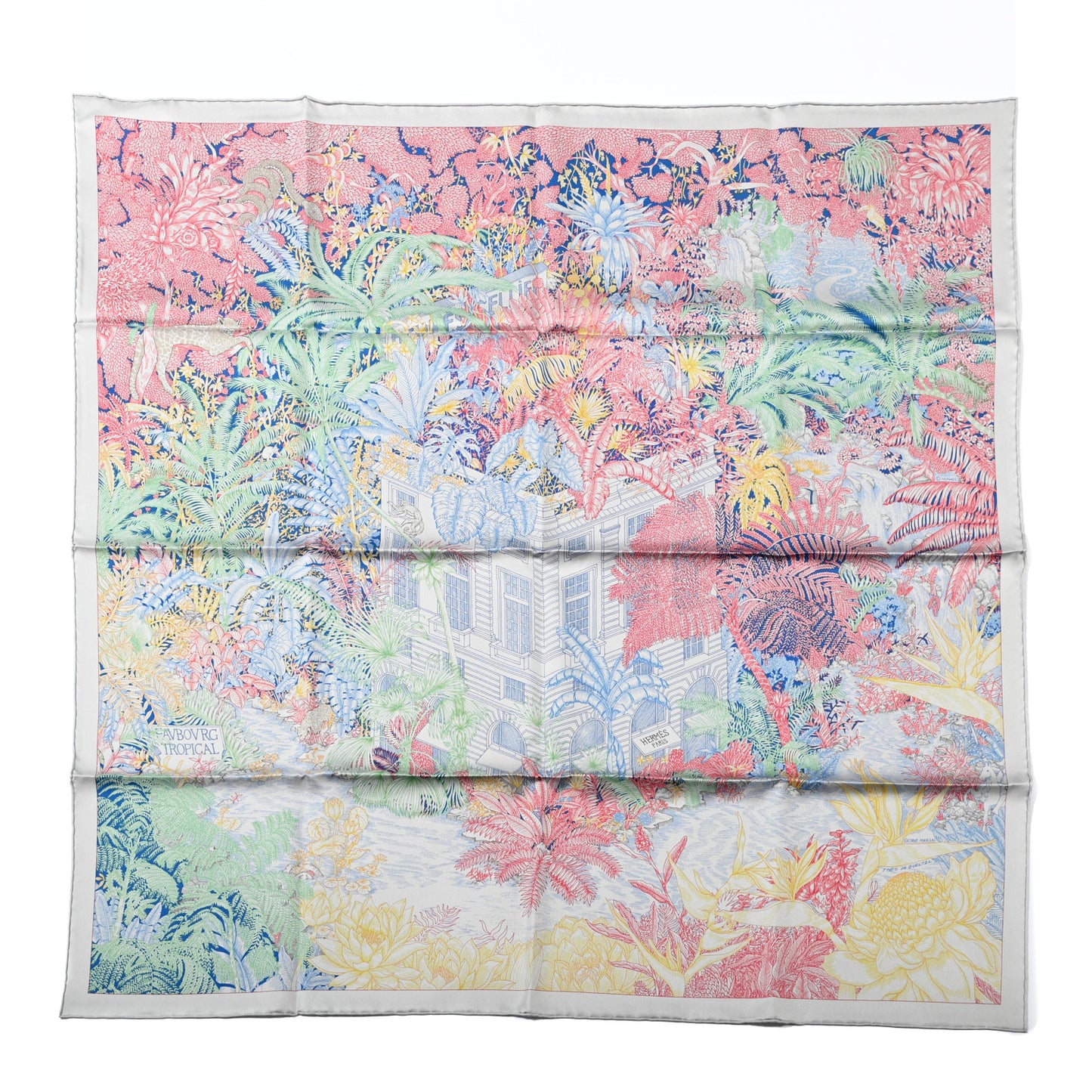 Silk Faubourg Tropical Scarf 90 Pierre Rose Multicolor