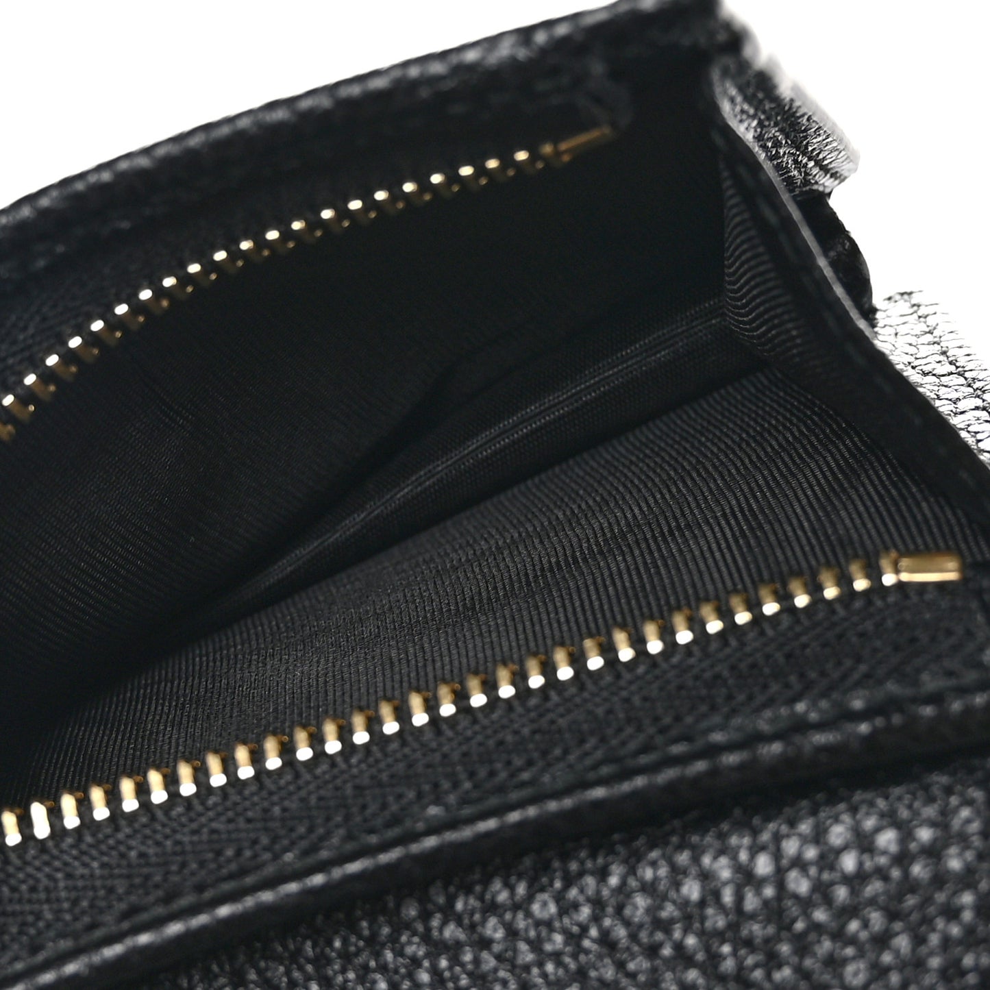 Grainy Calfskin Zumi Chain Card Case Wallet Black