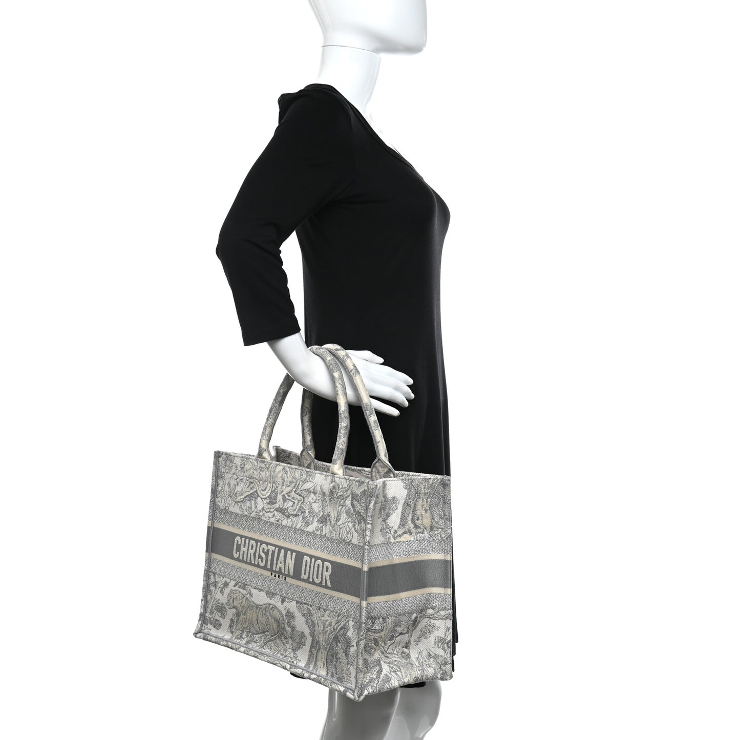 Canvas Embroidered Medium Dioriviera Toile De Jouy Book Tote Gray
