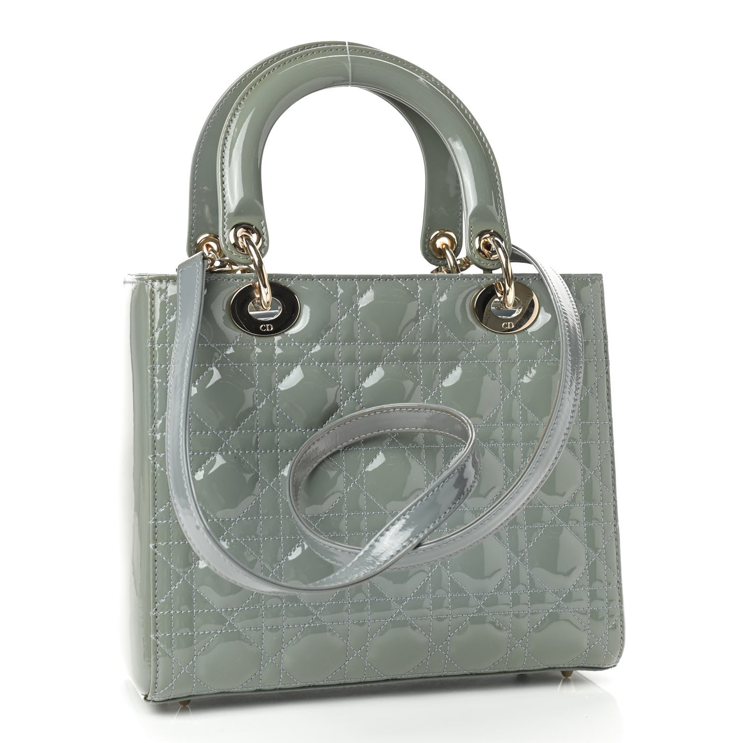 Christian Dior Patent Cannage Medium Lady Dior Blue Alcier 3 of 9