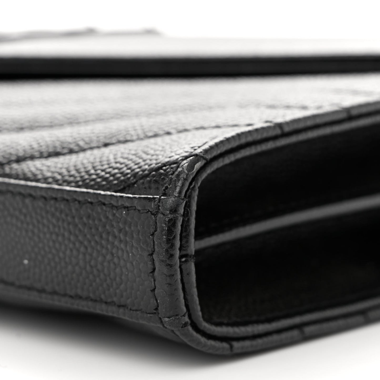 Grain De Poudre Matelasse Chevron Monogram Monochrome Chain Wallet Black