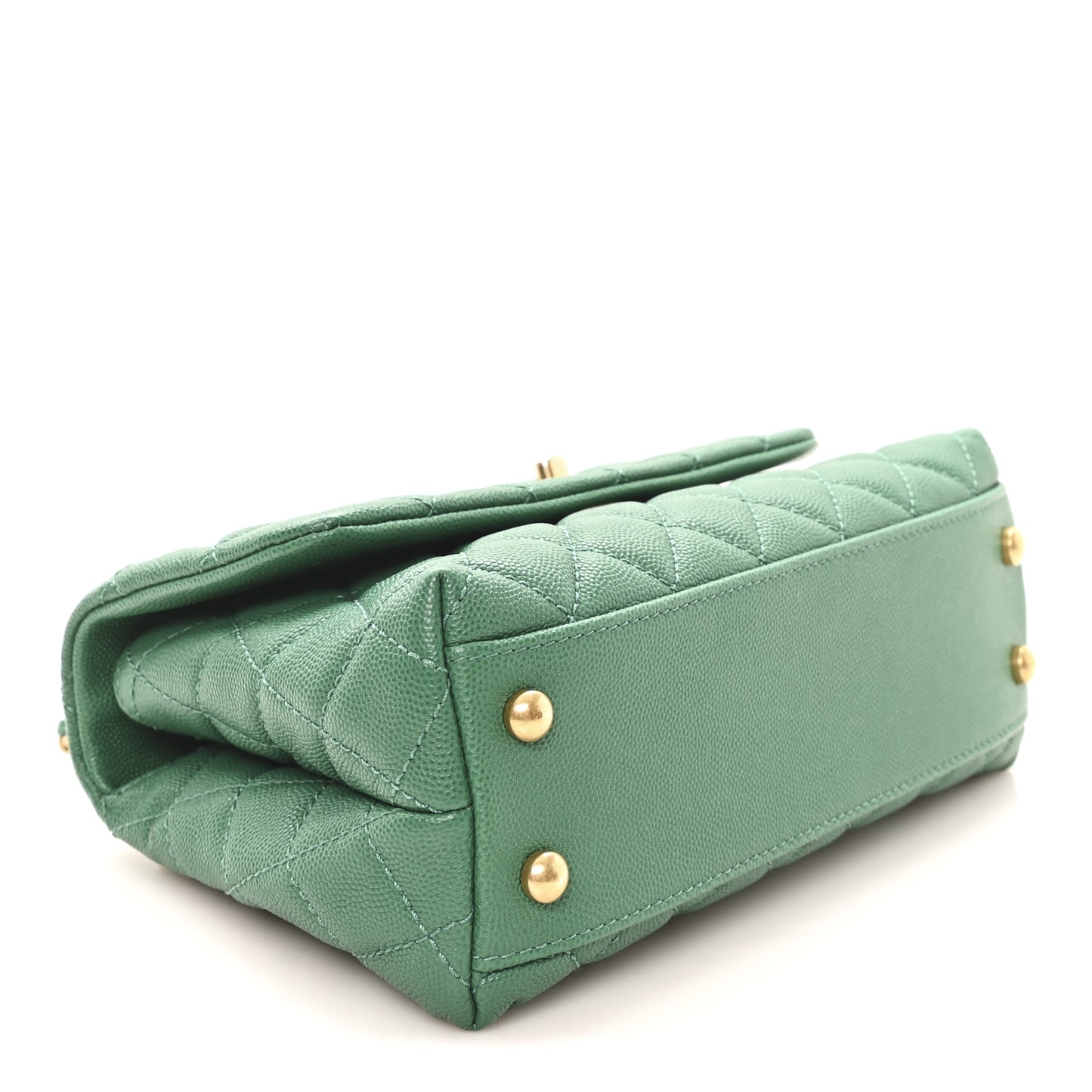 Caviar Quilted Mini Coco Handle Flap Green