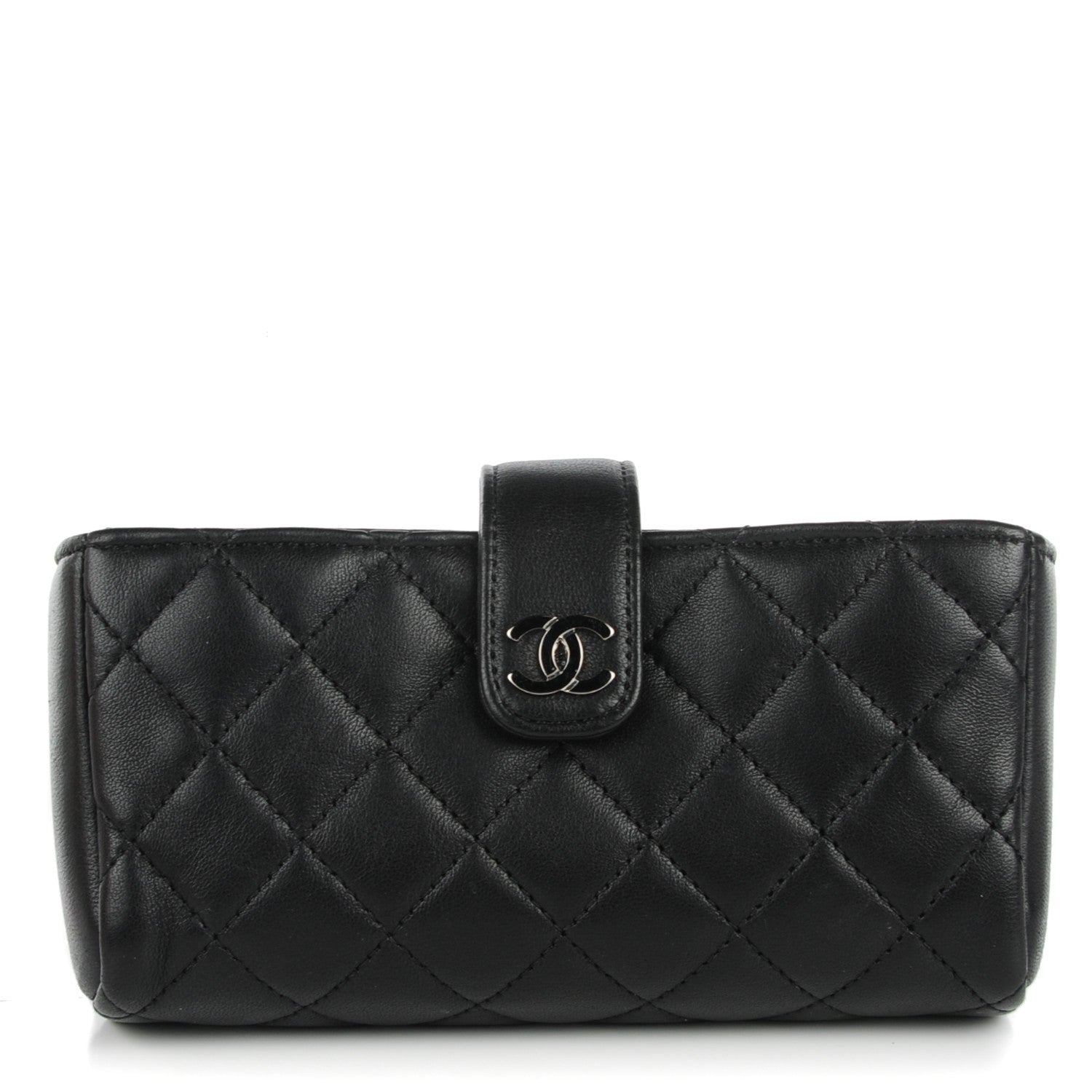 Chanel Lambskin Quilted Crystal Valentine Charms Mini Phone Holder Crossbody Bag Black 1 of 13