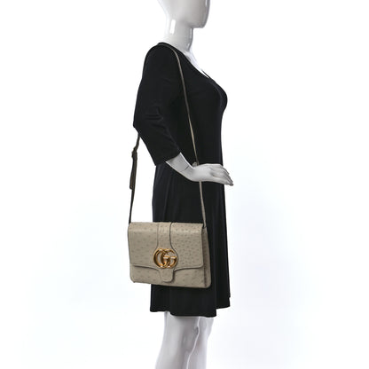Gucci Ostrich Medium Arli Flap Shoulder Bag White 2 of 14