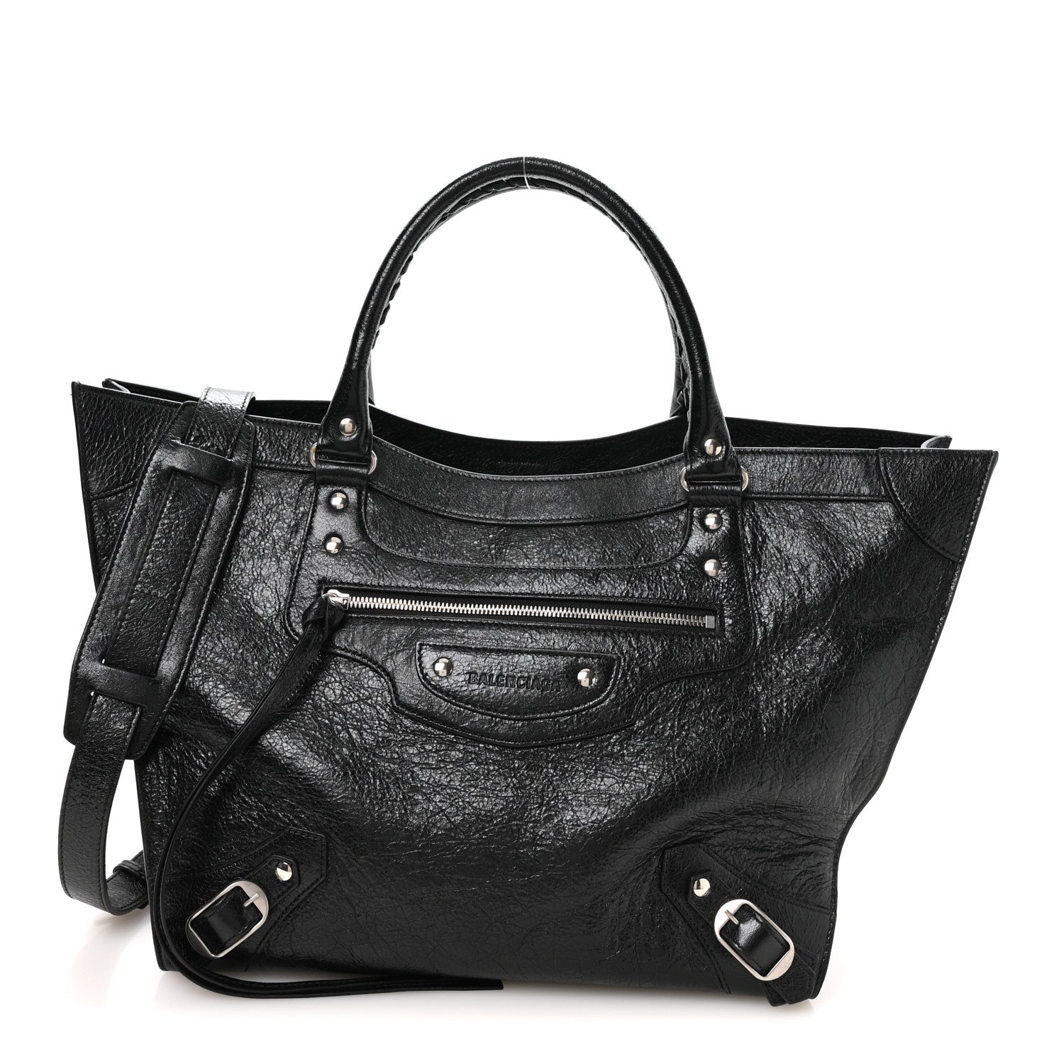 Balenciaga Agneau Arena Neo Classic Silver Hardware Large Upside Down Tote Black 1 of 11