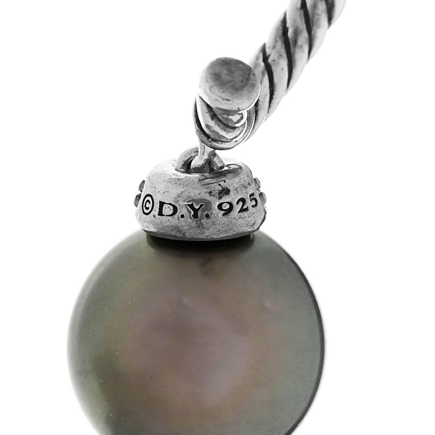 Sterling Silver Diamond Tahitian Pearl Solari Cable Drop Earrings