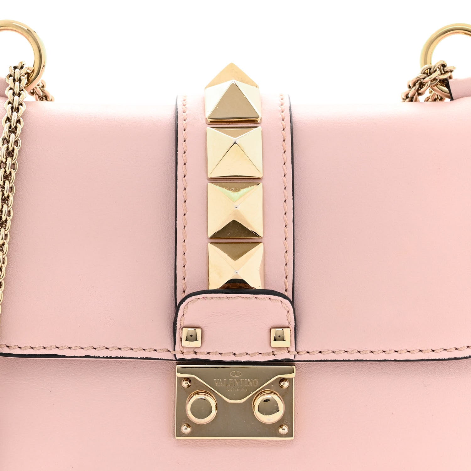 Valentino Garavani Vitello Small Glam Lock Rockstud Flap Water Rose 8 of 15