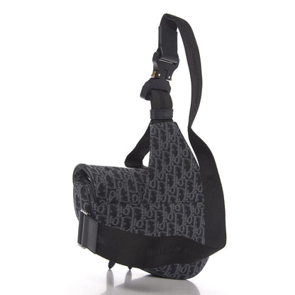 Christian Dior Oblique Mens Saddle Bag Black Blue 3 of 11