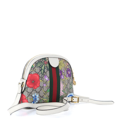 Gucci GG Supreme Monogram Flora Web GG Small Ophidia Dome Shoulder Bag White 3 of 9