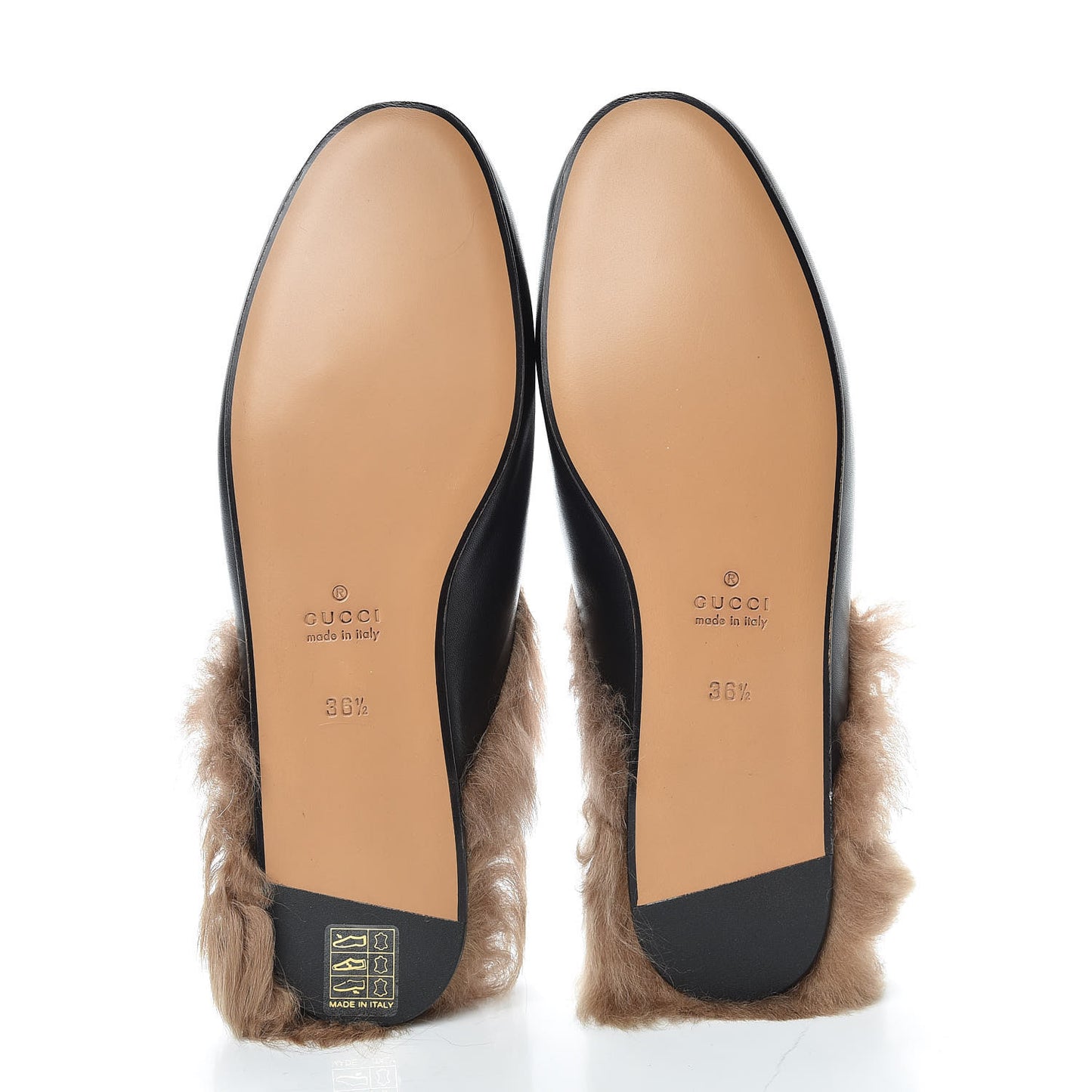 Calfskin Lambswool Tiger Embroidered Womens Princetown Slippers 36.5 Black