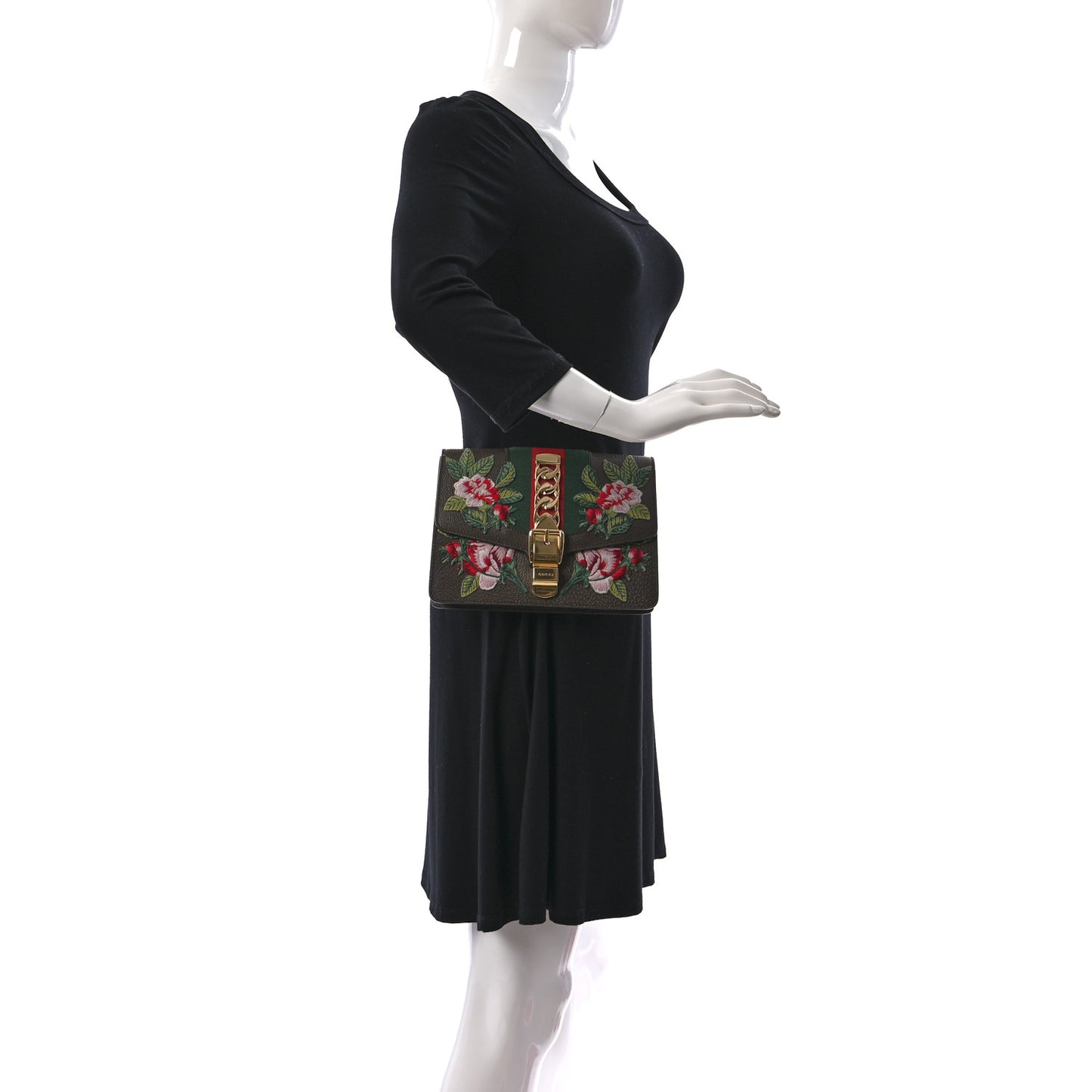 Calfskin Embroidered Sylvie Belt Bag Brown