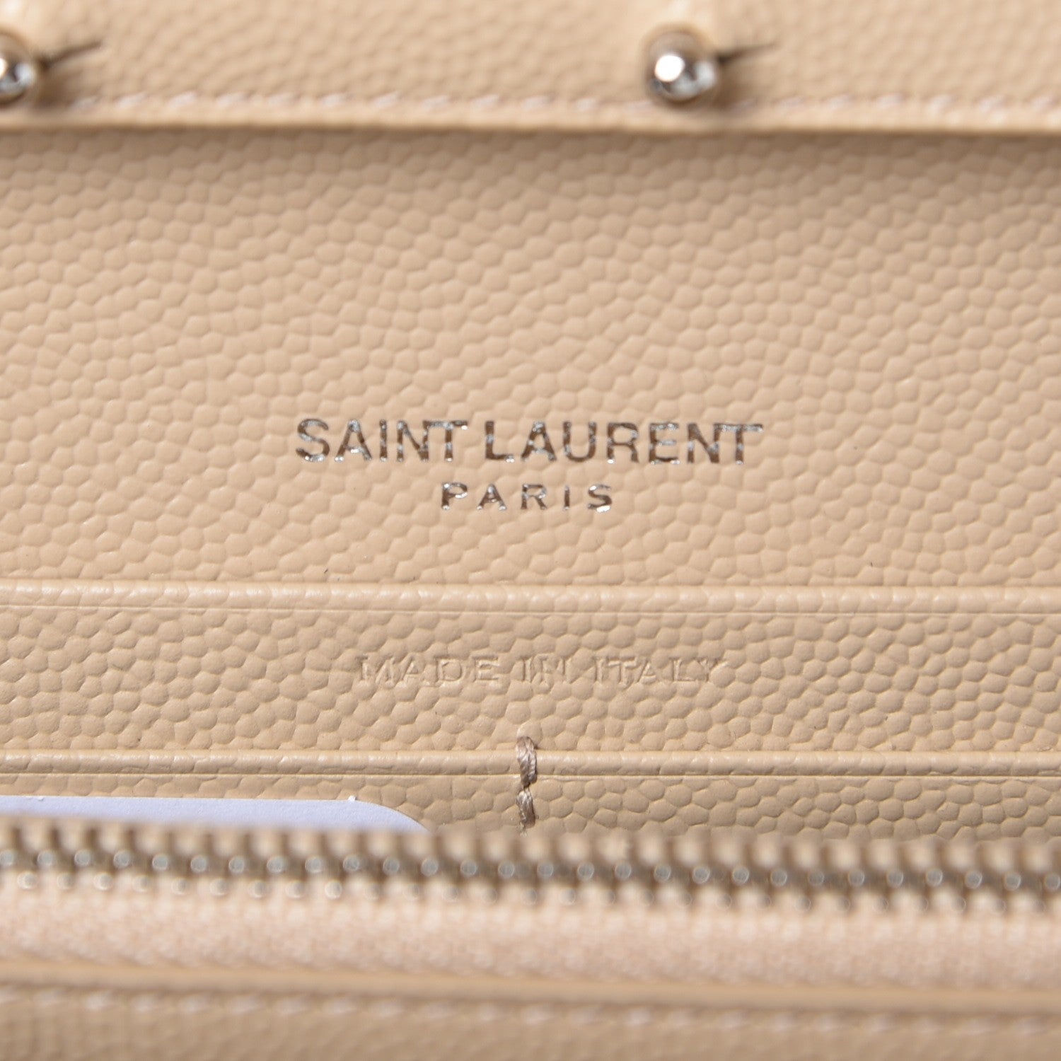 Saint Laurent Grain De Poudre Matelasse Chevron Monogram Chain Wallet Nude Powder 6 of 7