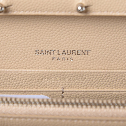 Saint Laurent Grain De Poudre Matelasse Chevron Monogram Chain Wallet Nude Powder 6 of 7