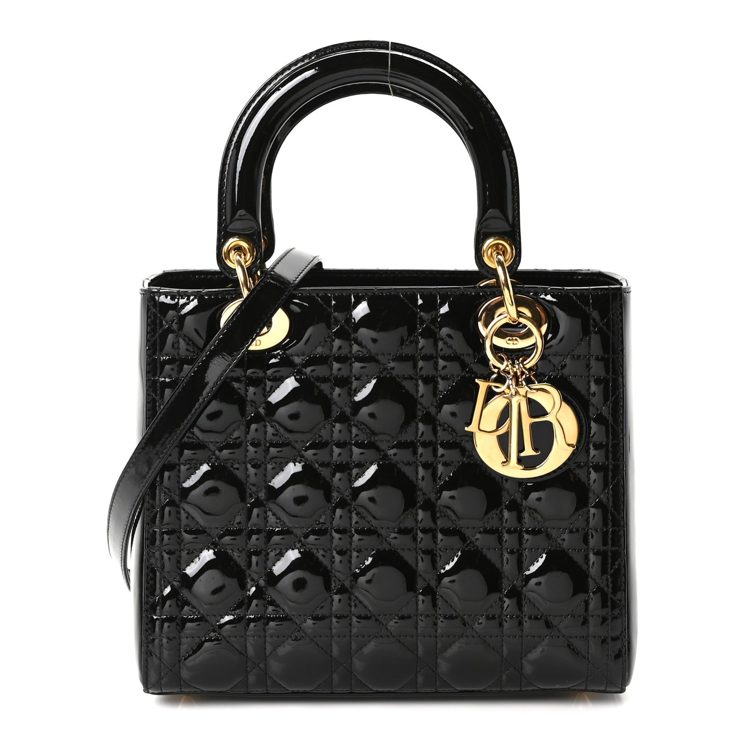 Patent Cannage Medium Lady Dior Black