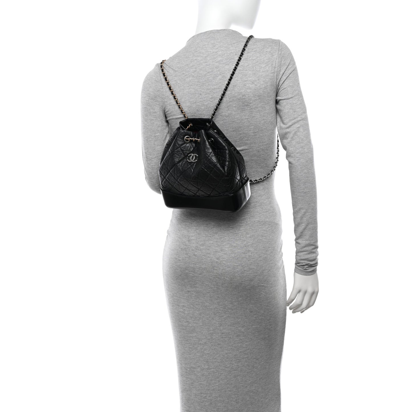 Aged Calfskin Quilted Small Gabrielle Backpack Black