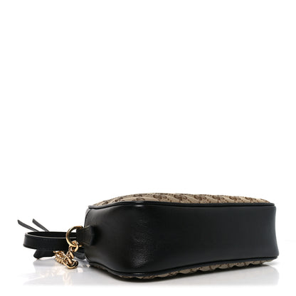 Gucci Monogram Matelasse Diagonal Small GG Marmont Chain Shoulder Bag Beige Black 4 of 10