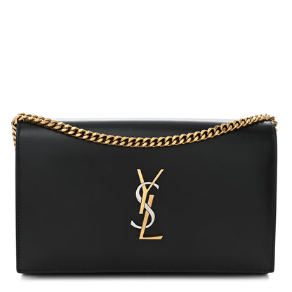 Saint Laurent Smooth Calfskin Tri-Metal Cassandre Wallet On Chain WOC Black 1 of 9