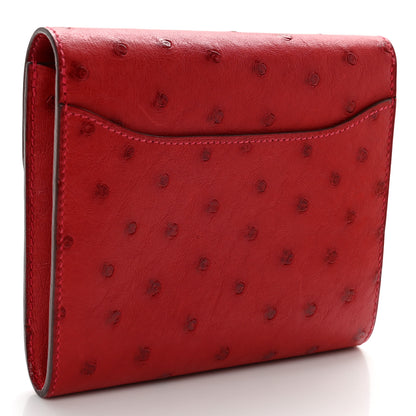 Hermes Ostrich Constance Short Wallet Rouge Vif 2 of 6