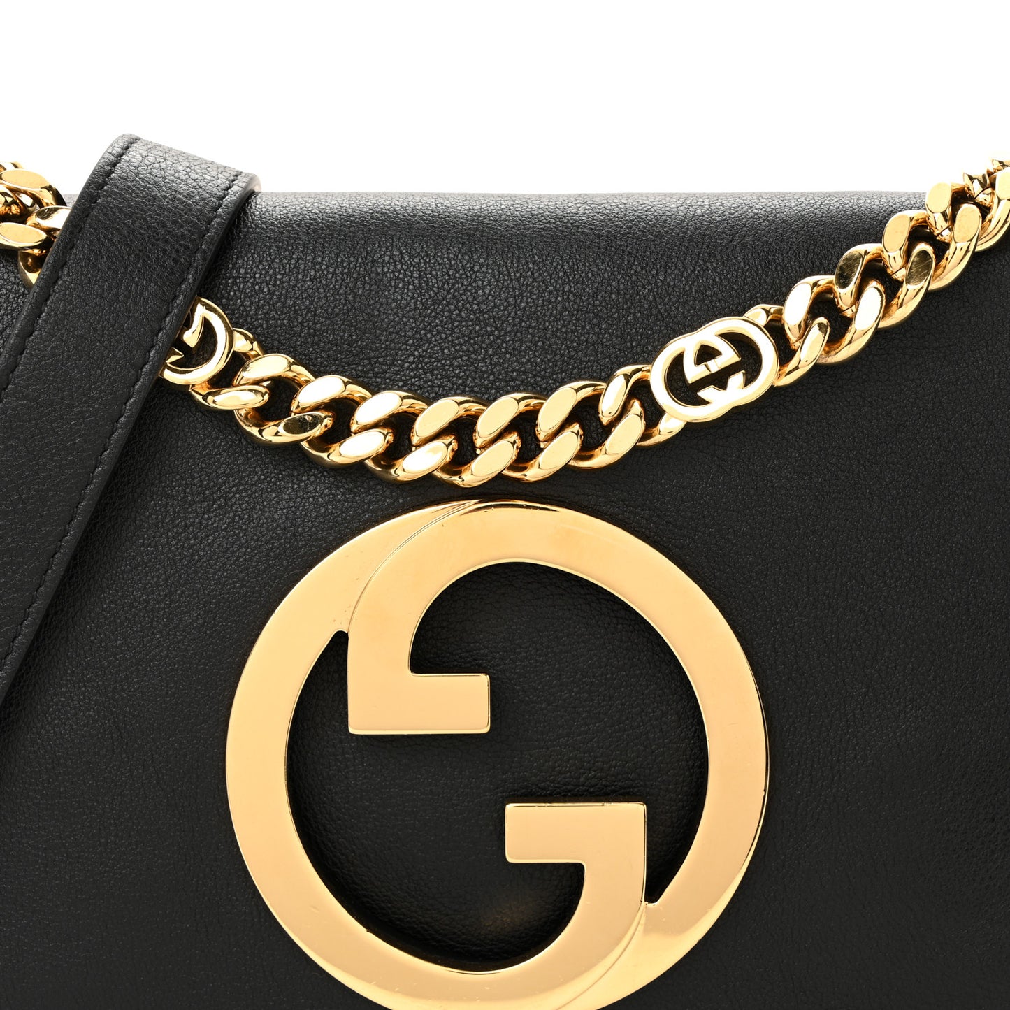 Roxy Calfskin Blondie Chain Shoulder Flap Bag Black
