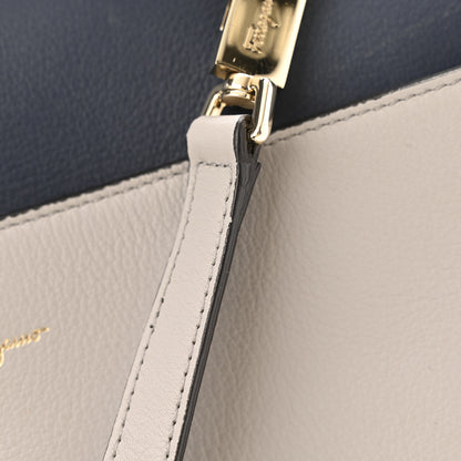 Salvatore Ferragamo Calfskin Jet Set Top Handle Bag Grey Navy 10 of 14