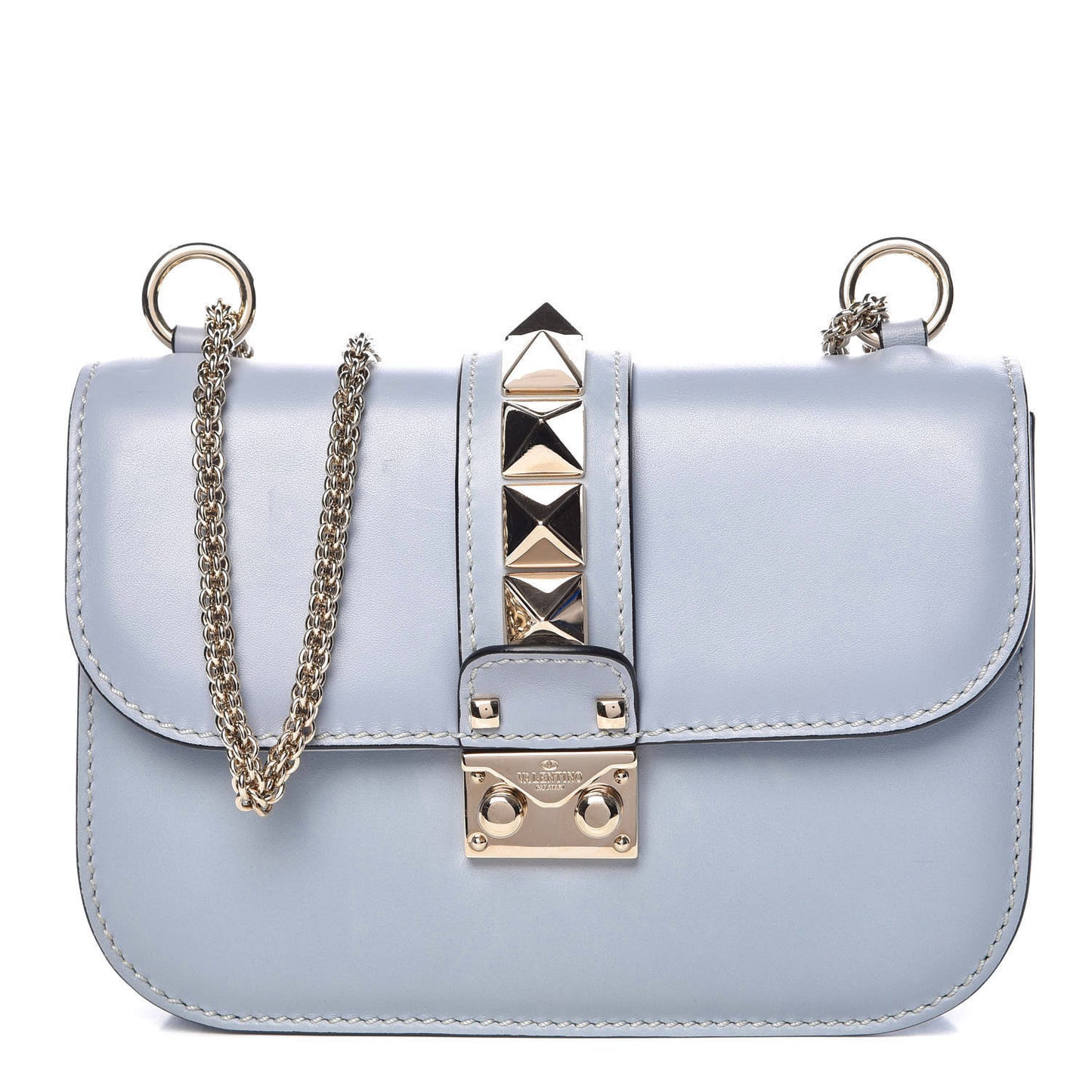 Vitello Small Glam Lock Rockstud Flap Water Sky