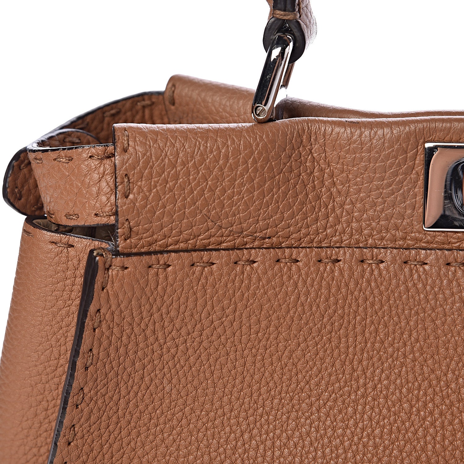 Fendi Cuoio Romano Selleria Bi-Color Medium Peekaboo Iconic Satchel Mou Deserto 10 of 12