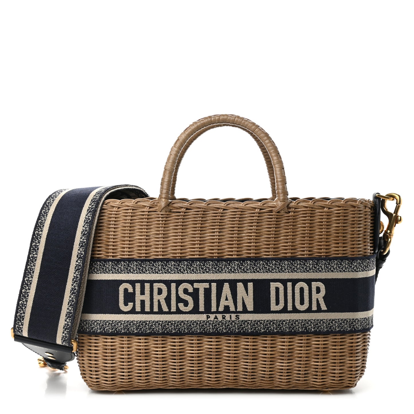 Wicker Oblique Basket Bag Blue