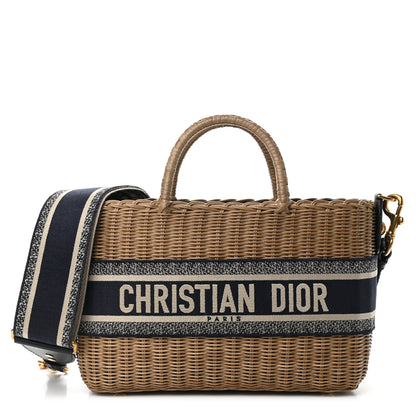 Christian Dior Wicker Oblique Basket Bag Blue 1 of 9