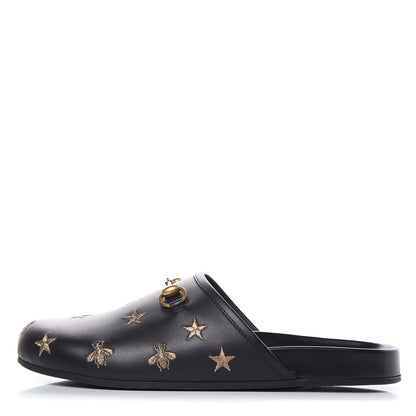 Gucci Calfskin Bee Star Embroidered Mens Horsebit River Slippers 10 Black 1 of 8