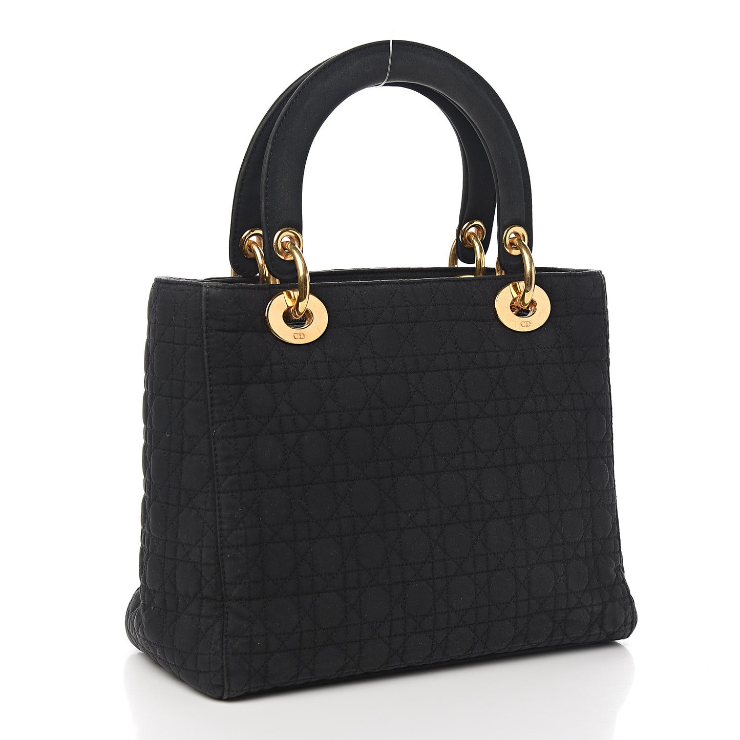 Nylon Cannage Stitched Medium Lady Dior Black