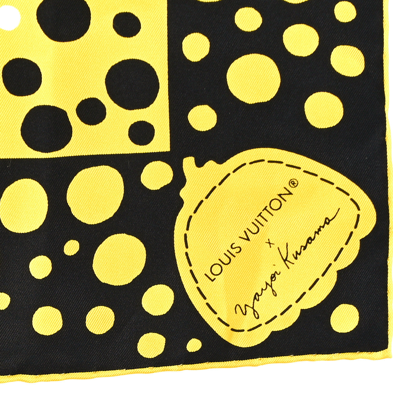 Louis Vuitton LV x YK Silk Monogram Dots Scarf 45 Yellow Black 3 of 6