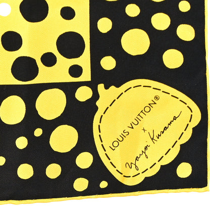 Louis Vuitton LV x YK Silk Monogram Dots Scarf 45 Yellow Black 3 of 6