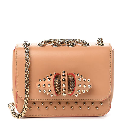 Christian Louboutin Calfskin Spikes Baby Sweet Charity Shoulder Bag Biscuit 1 of 8