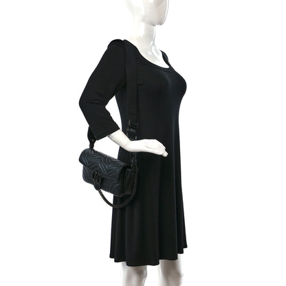Gucci Calfskin Matelasse Monochrome GG Marmont Crossbody Shoulder Bag Black 2 of 8