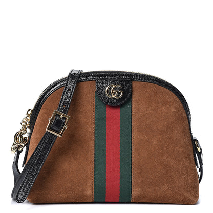 Gucci Suede Patent Web Small Ophidia Dome Shoulder Bag Nocciola Black 1 of 9