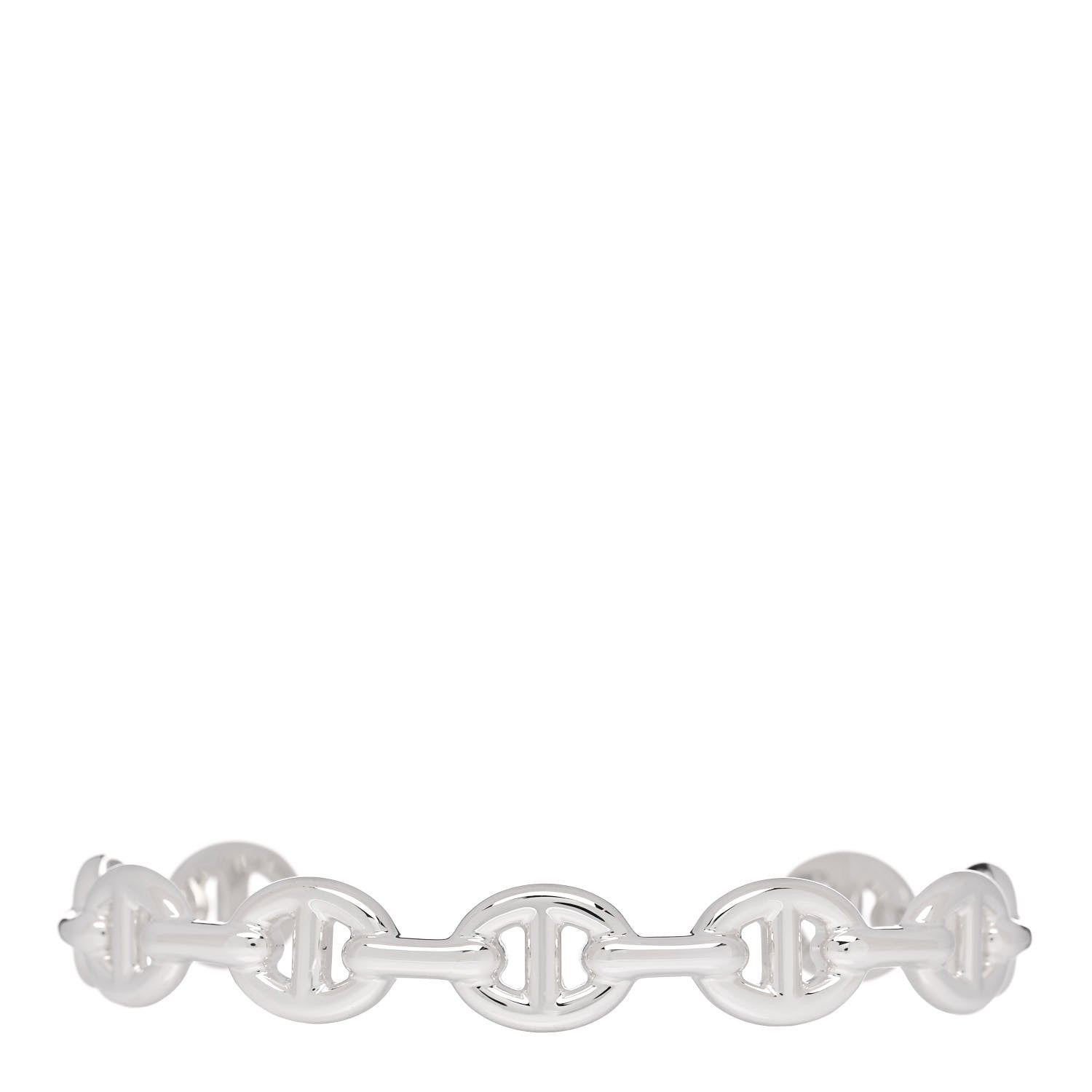 Hermes Sterling Silver MM Chaine d'Ancre Enchainee Cuff Bracelet LG 1 of 5