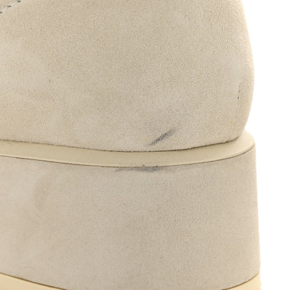 Chanel Suede Pony Hair Shearling Lace Up Combat Boots 40 White 10 of 11