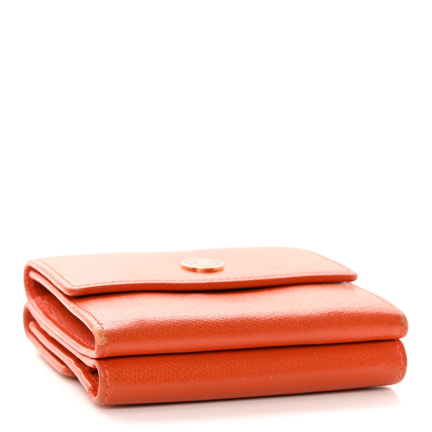Chanel Grained Calfskin CC Button Compact Wallet Orange 4 of 11