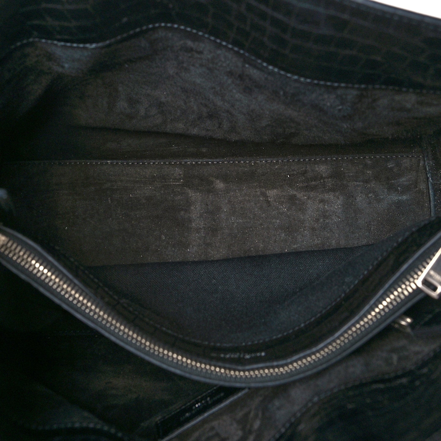 Calfskin Crocodile Embossed Small Supple Sac de Jour Black