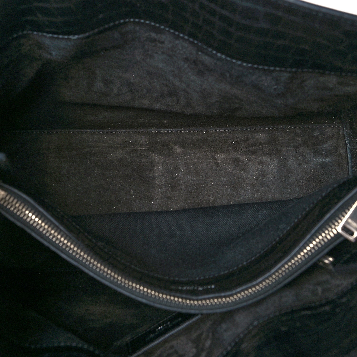 Saint Laurent Calfskin Crocodile Embossed Small Supple Sac de Jour Black 6 of 13