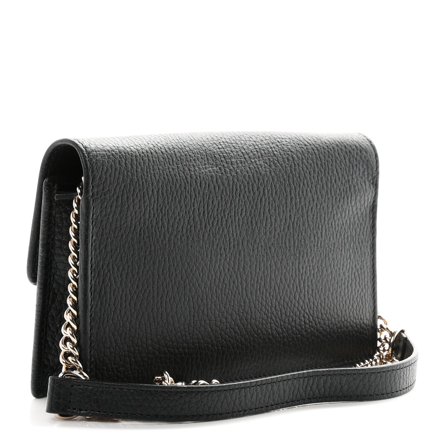 Dollar Calfskin Interlocking G Chain Wallet Black