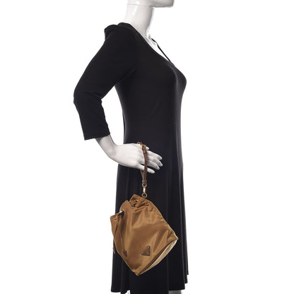 Prada Saffiano Tessuto Nylon Bucket Wristlet Tabacco 2 of 15