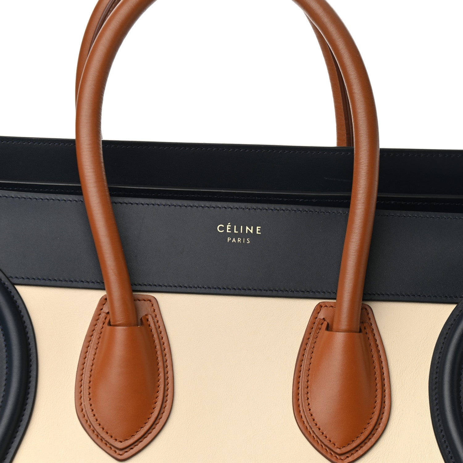 Celine Elephant Calfskin Mini Tri-Color Luggage Brown 7 of 9