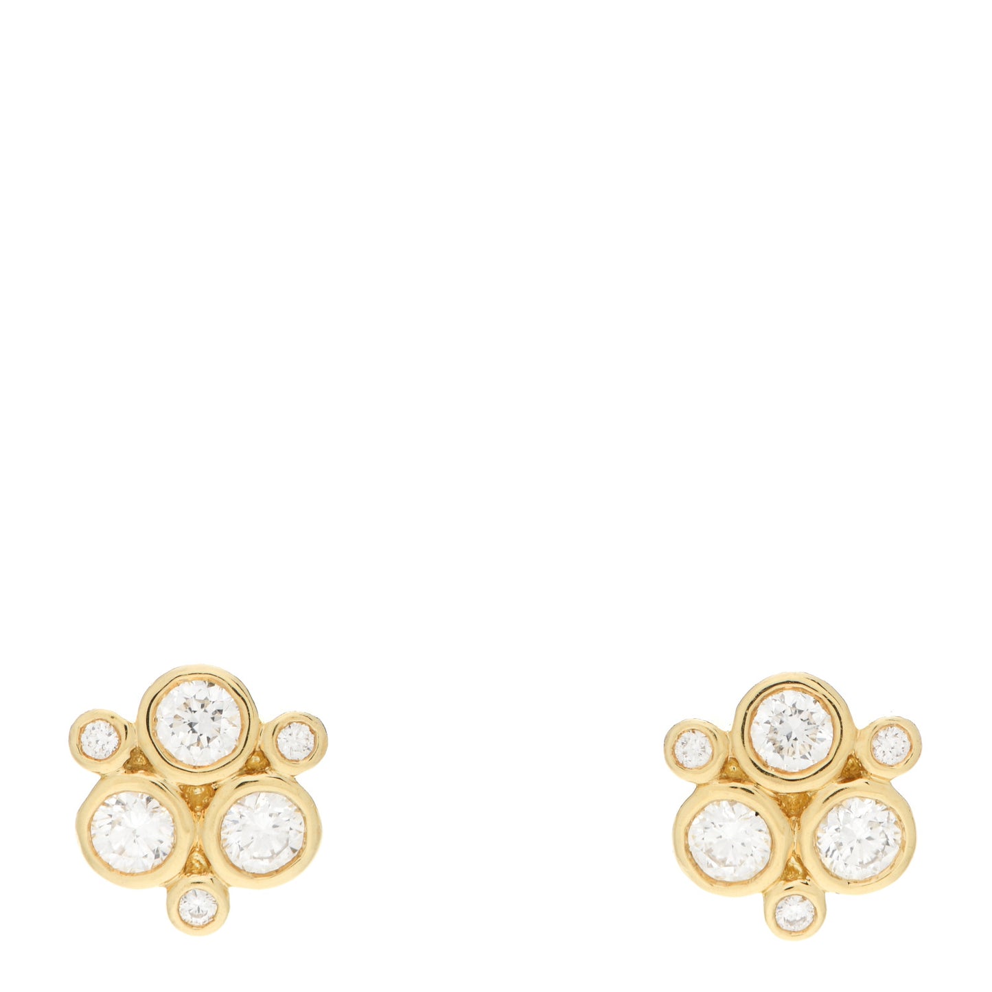 18K Yellow Gold Diamond Small Classic Trio Earrings