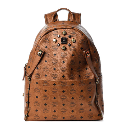 MCM Visetos Studded Medium Dual Stark Backpack Cognac 1 of 19