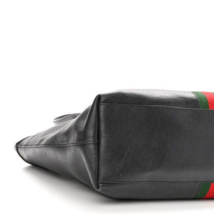 Gucci Textured Calfskin Web Medium Ophidia Shopping Tote Black 9 of 11