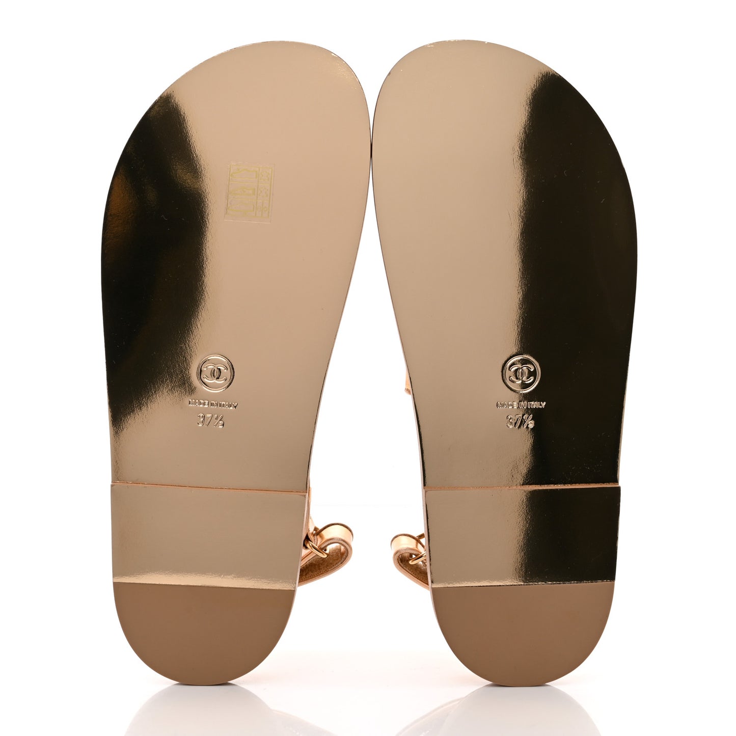 Metallic Laminated Calfskin Velcro Dad Sandals 37.5 Golden