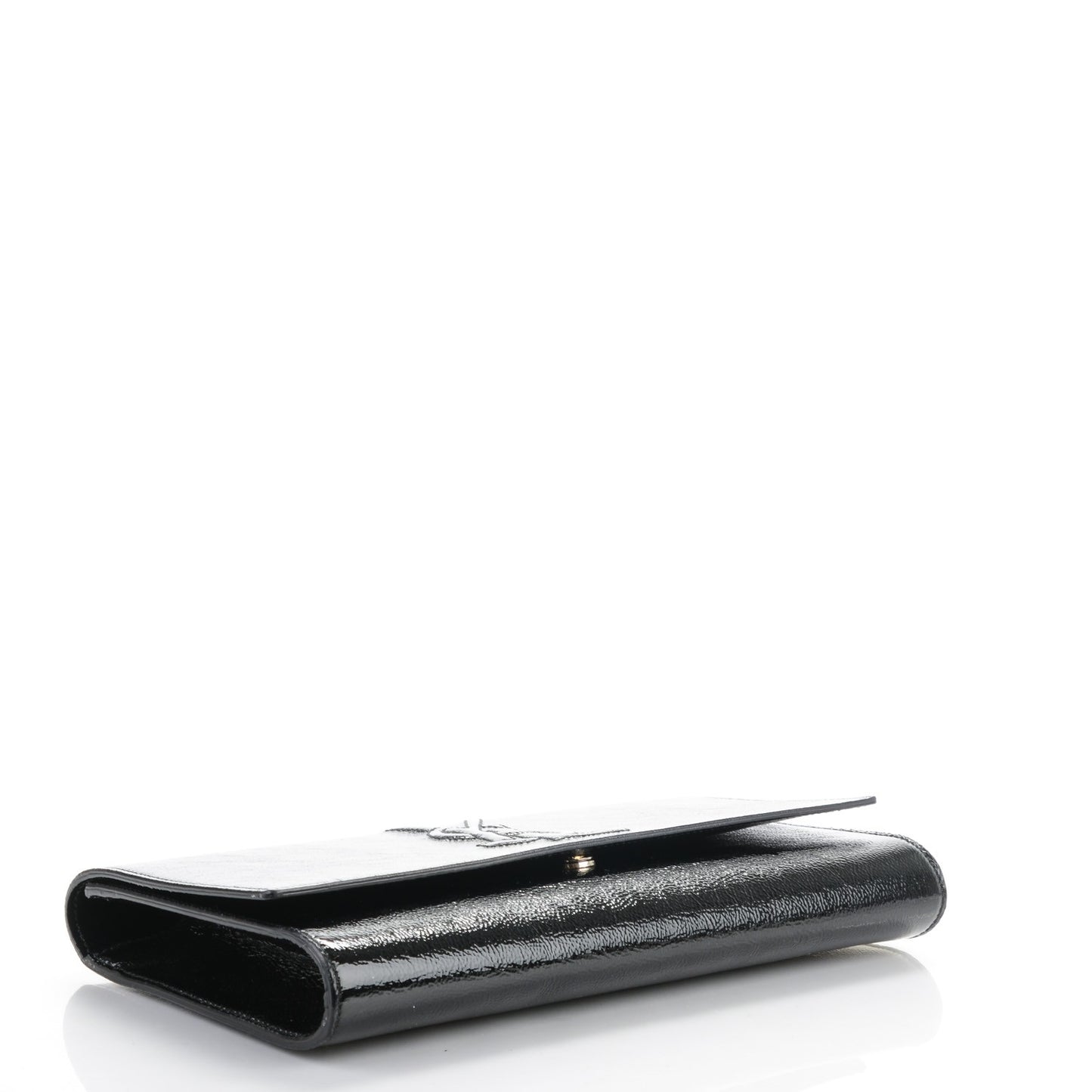 Textured Patent Monogram Large Belle De Jour Clutch Black