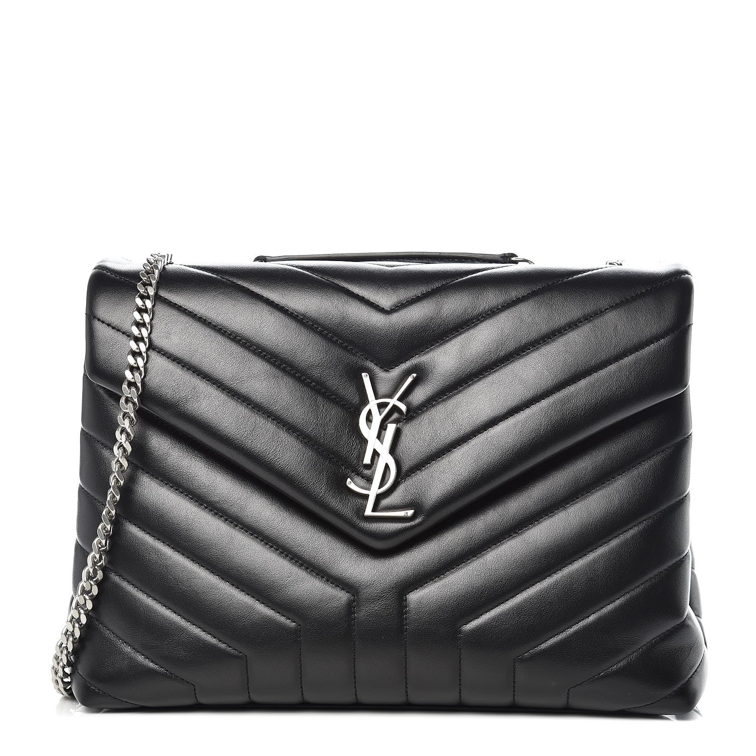 Saint Laurent Calfskin Y Quilted Monogram Medium Loulou Chain Satchel Black 1 of 9